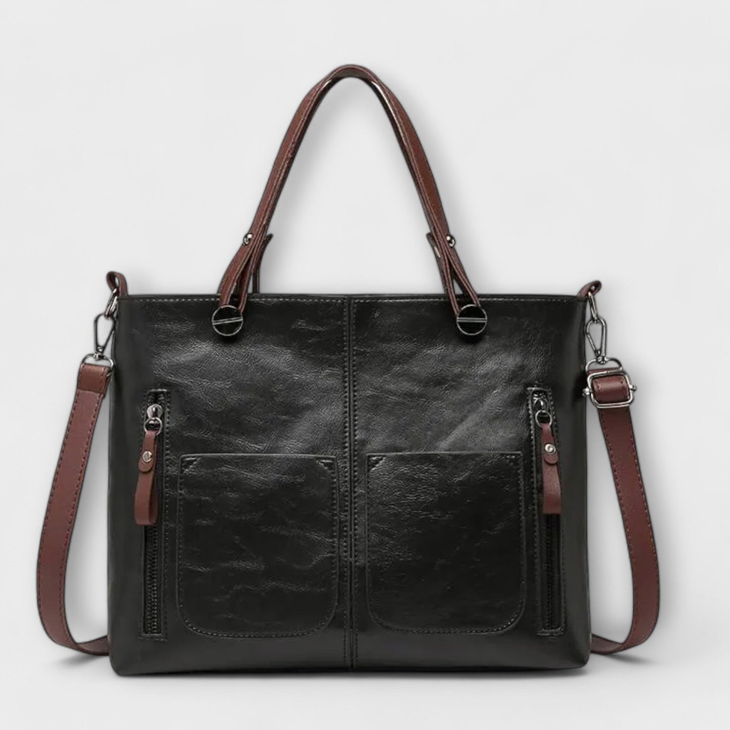 Women's Elegant Leather Bag in Brown, Black or Gray