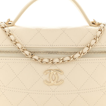 Chanel Caviar Quilted Handle Slim Vanity Ecru