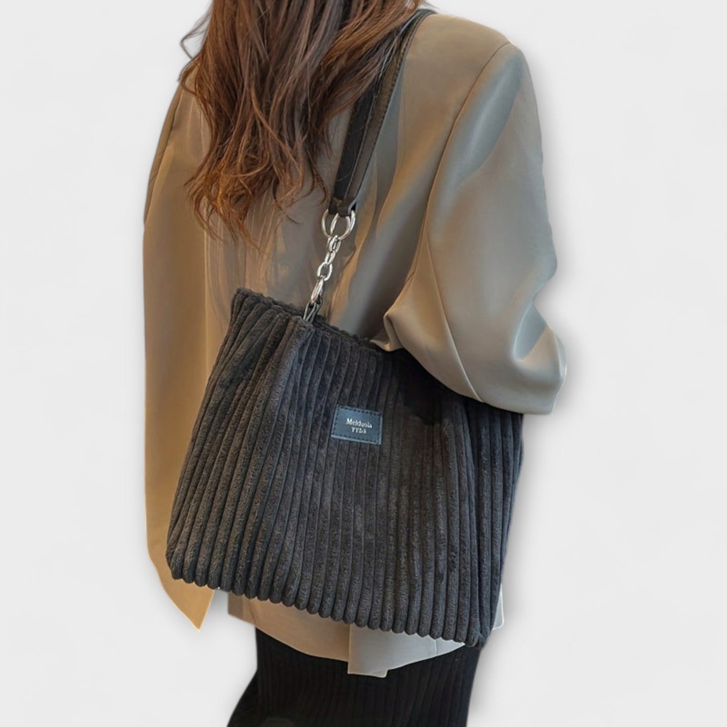 Women's Soft Cord Shoulder Bag