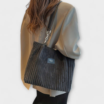Women's Soft Cord Shoulder Bag