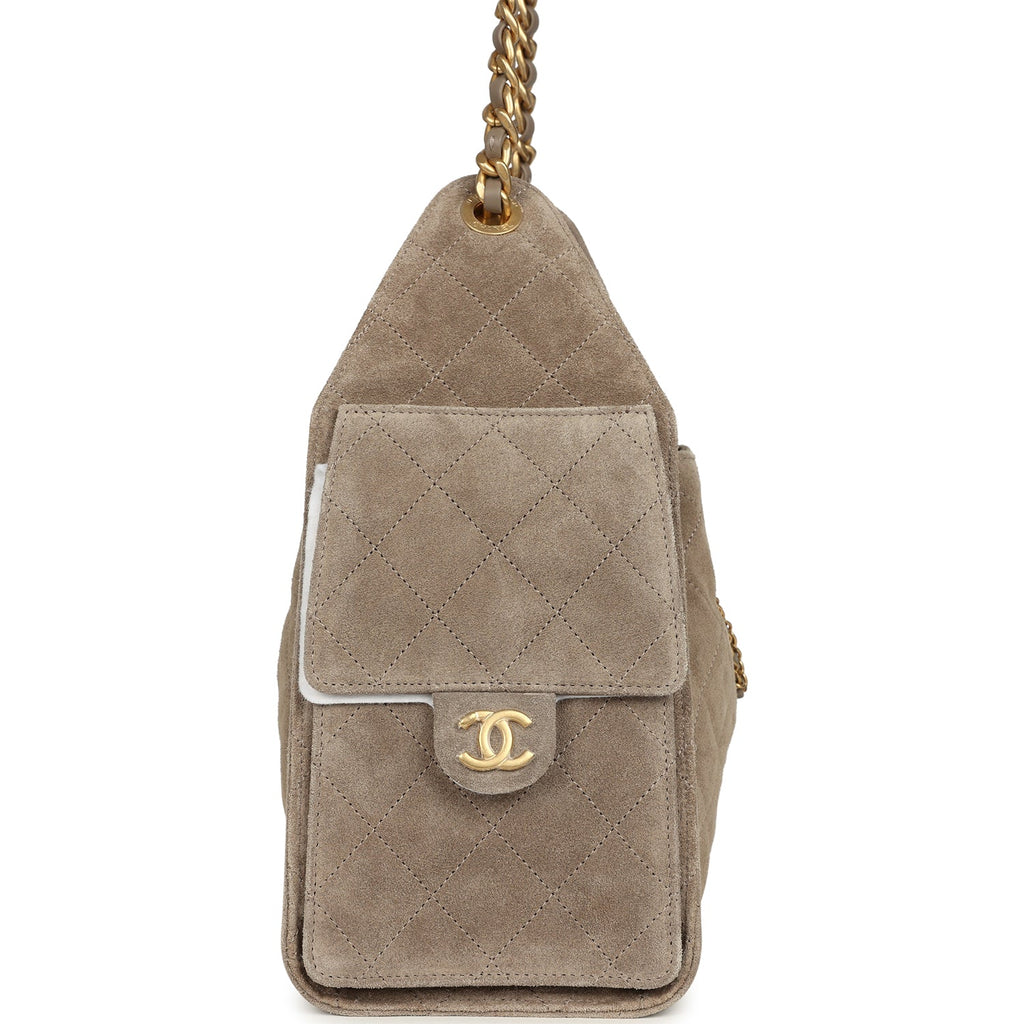 Chanel Small 25 Hobo Bag Grey Suede