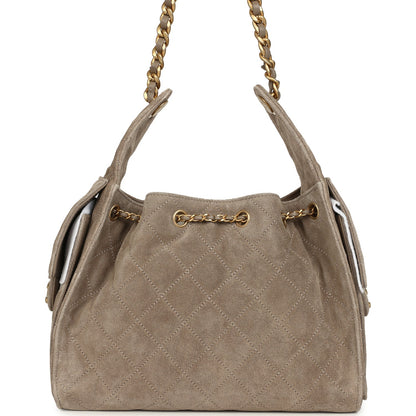 Chanel Small 25 Hobo Bag Grey Suede