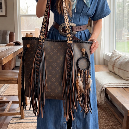 Western Leather Fringe Tote