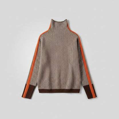 Women's Striped Turtleneck Sweater in Orange or Green