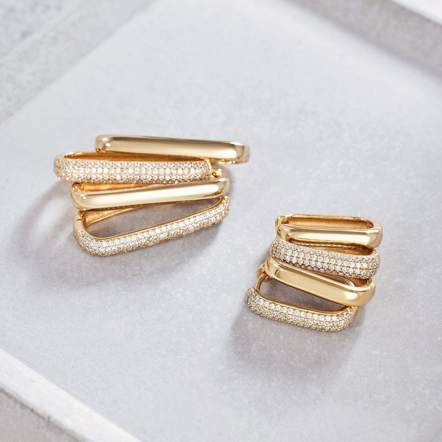Hoop earrings with large pave icons | Gold