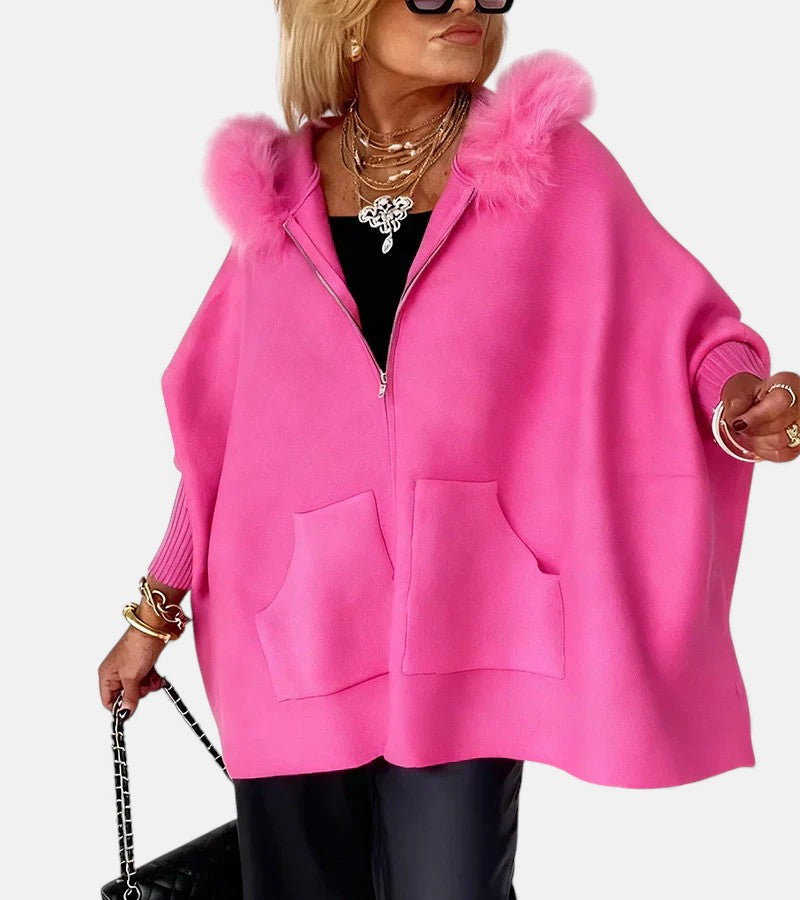 Women's Casual Hooded Coat with Faux Fur Collar