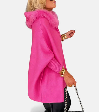 Women's Casual Hooded Coat with Faux Fur Collar