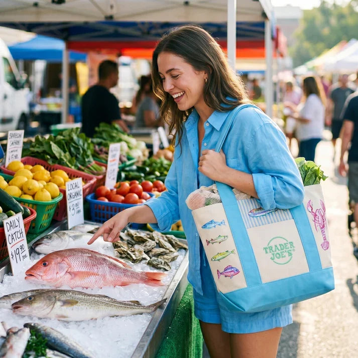Trader Joe x Coastal Whimsy Tote Bags