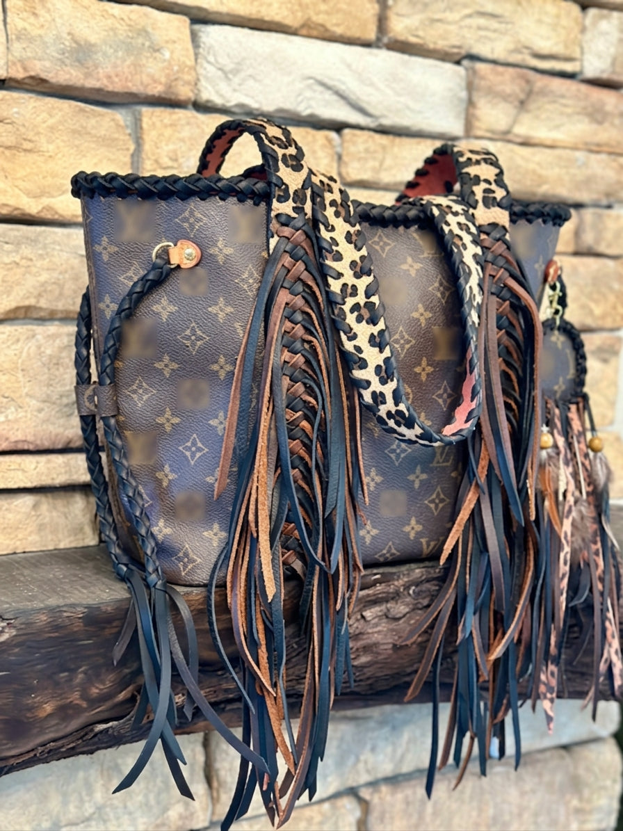 Western Leather Fringe Tote