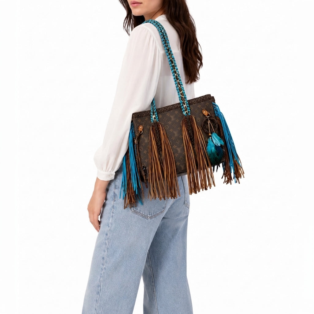 Western Leather Fringe Tote