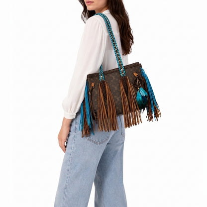 Western Leather Fringe Tote
