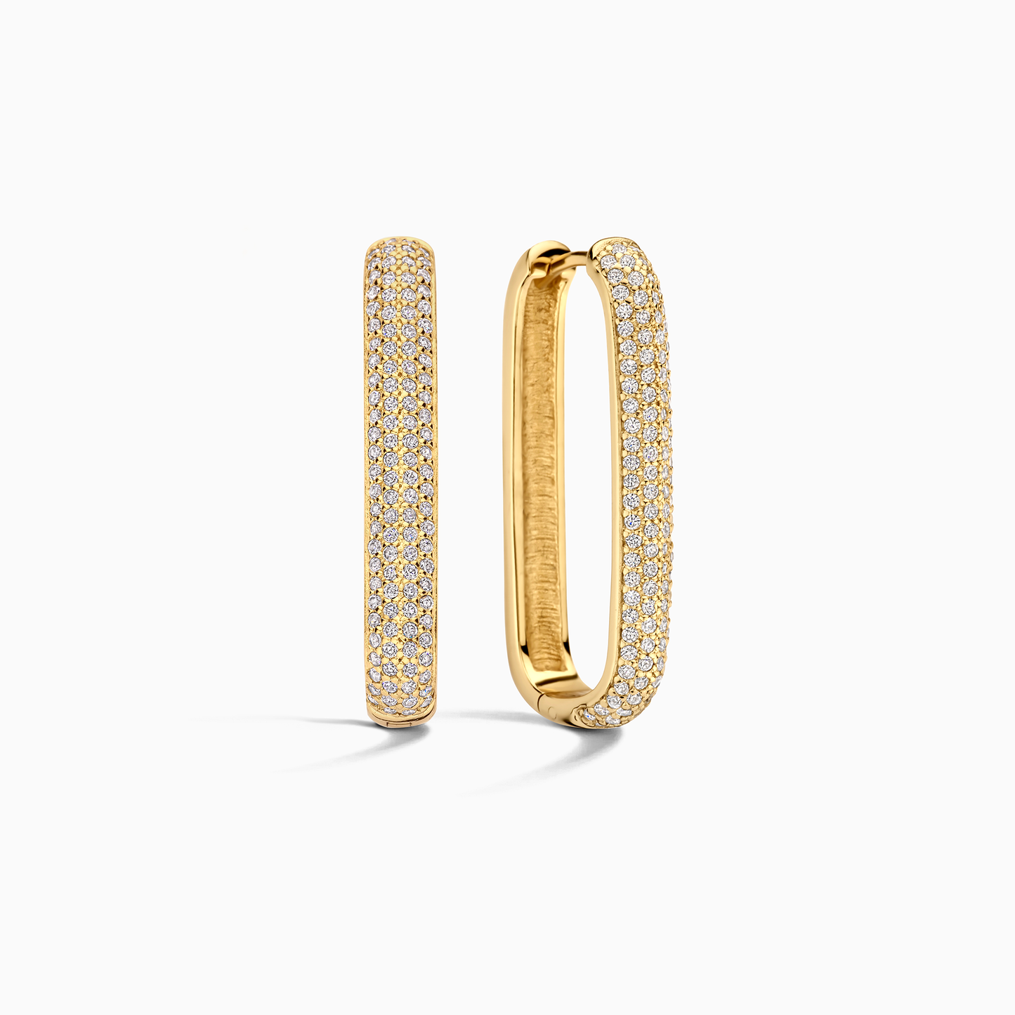 Hoop earrings with large pave icons | Gold