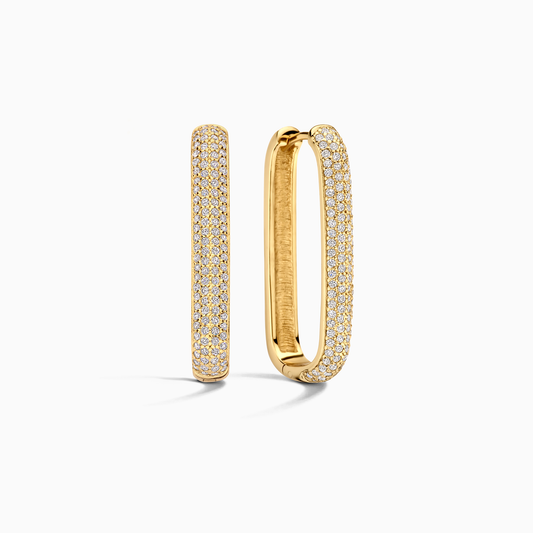 Hoop earrings with large pave icons | Gold