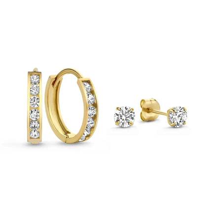 Dara Brillane Stud Earrings with Stones | Gold