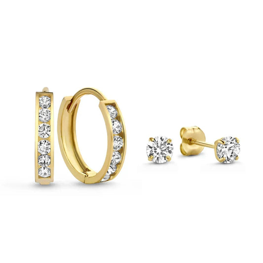Dara Brillane Stud Earrings with Stones | Gold