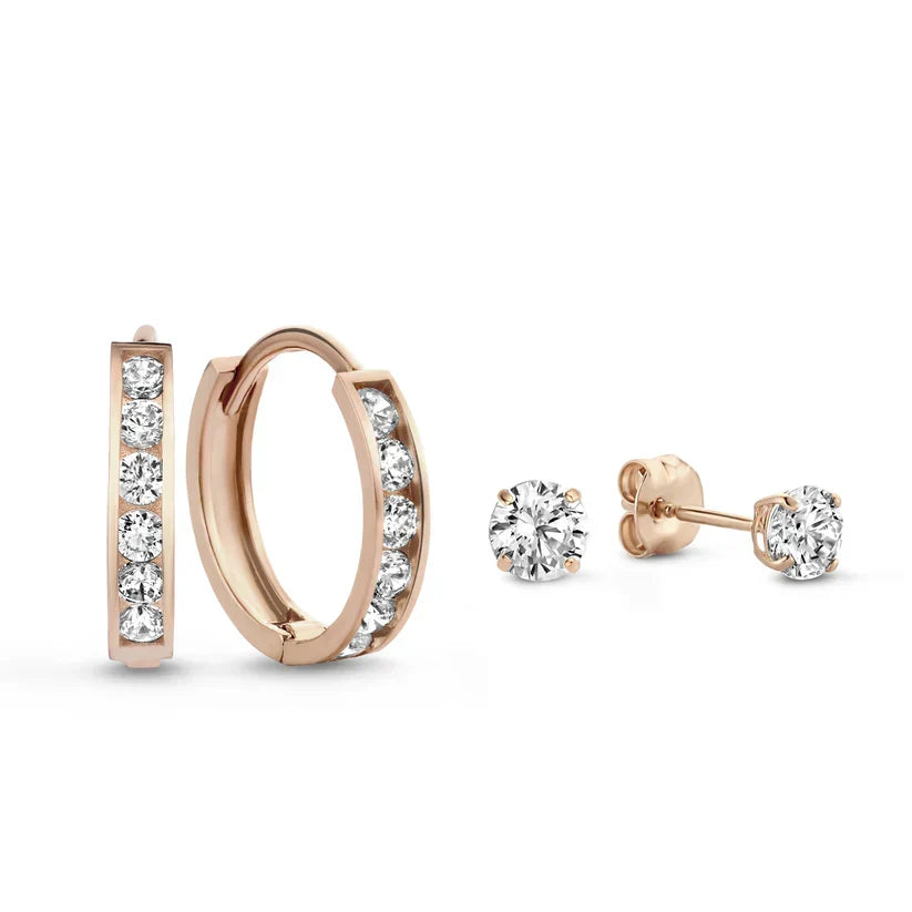 Dara Brillane Stud Earrings with Stones | Gold