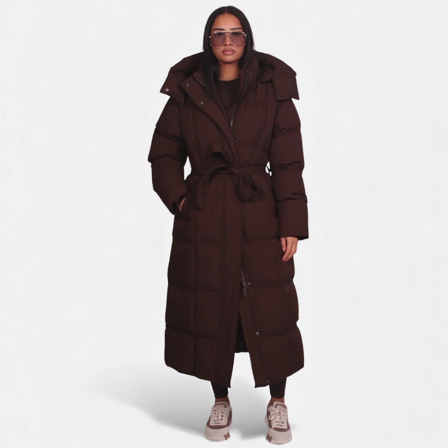 Women's Long Belted Puffer Coat