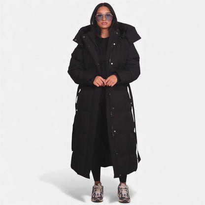 Women's Long Belted Puffer Coat