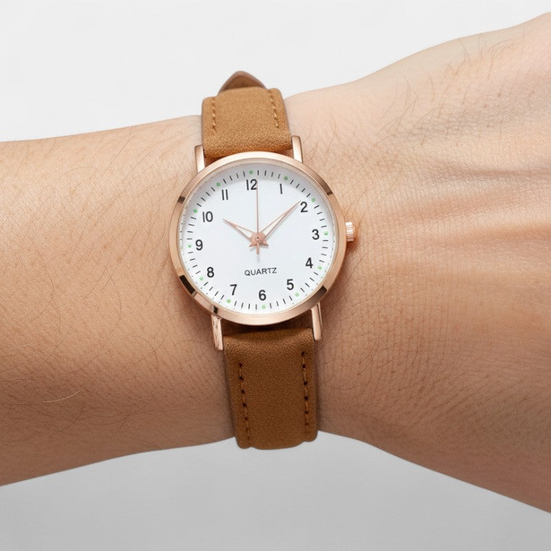 Leather women's watch in rose gold – Valeria