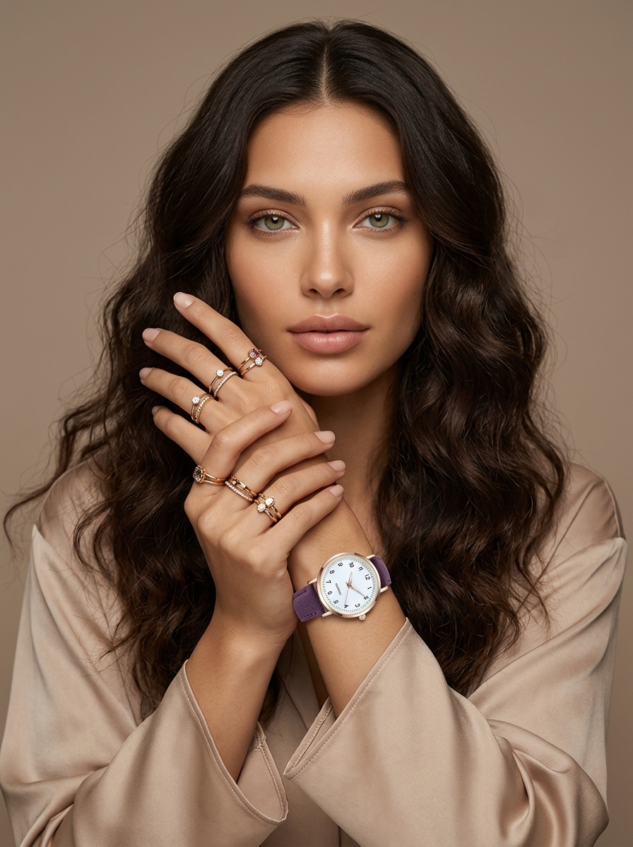 Leather women's watch in rose gold – Valeria