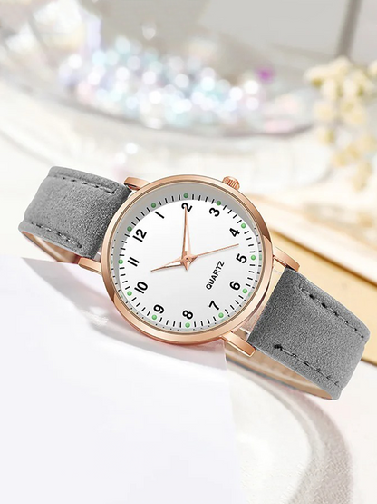 Leather women's watch in rose gold – Valeria