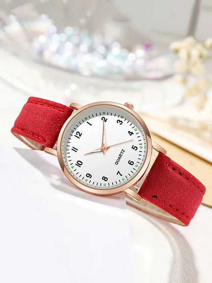 Leather women's watch in rose gold – Valeria