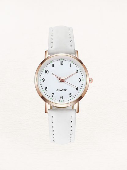 Leather women's watch in rose gold – Valeria