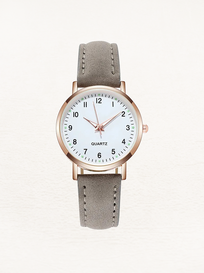 Leather women's watch in rose gold – Valeria