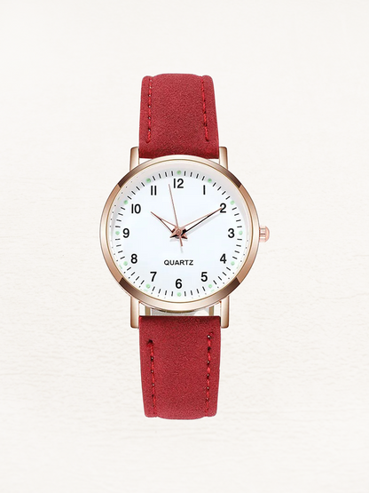 Leather women's watch in rose gold – Valeria
