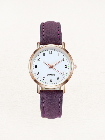 Leather women's watch in rose gold – Valeria