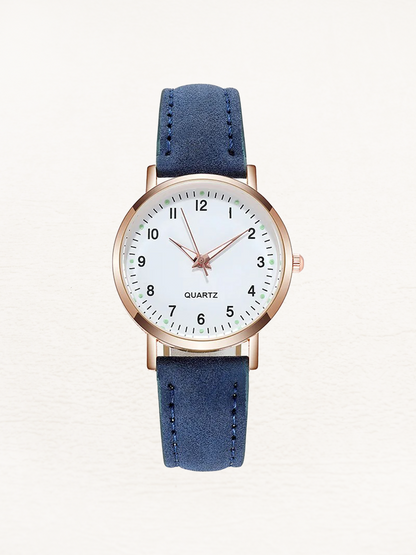 Leather women's watch in rose gold – Valeria