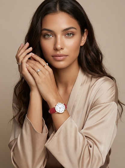 Leather women's watch in rose gold – Valeria