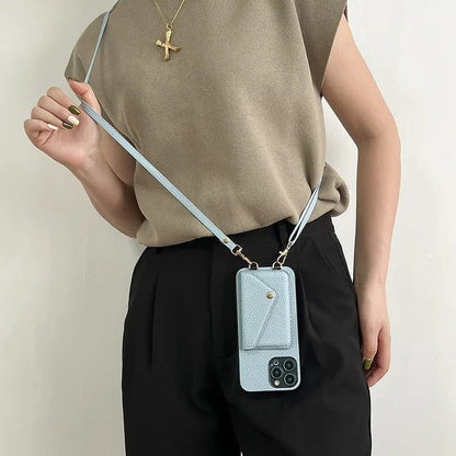 Leather crossbody phone case with card holder – Karin