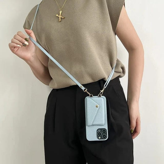 Leather crossbody phone case with card holder – Karin