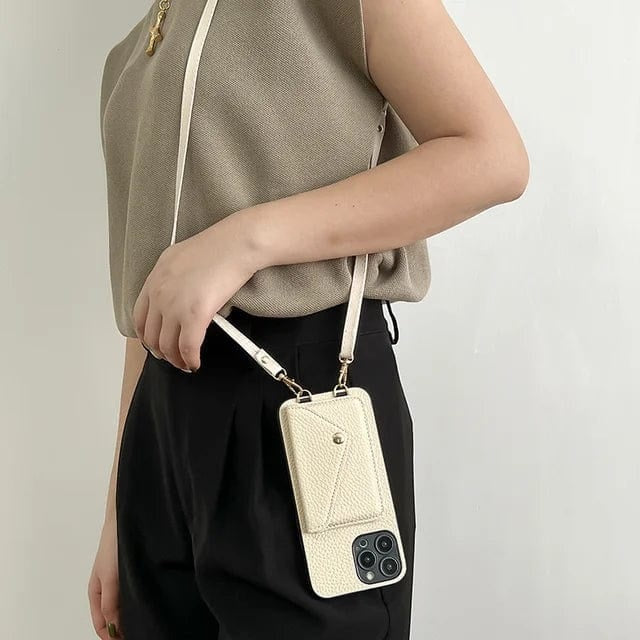 Leather crossbody phone case with card holder – Karin