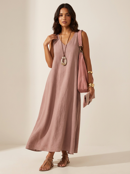 Linen Look Maxi Dress for Women - Ava