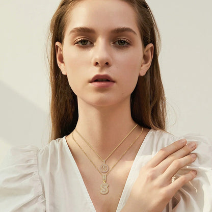 Necklace with embedded initial | Gold