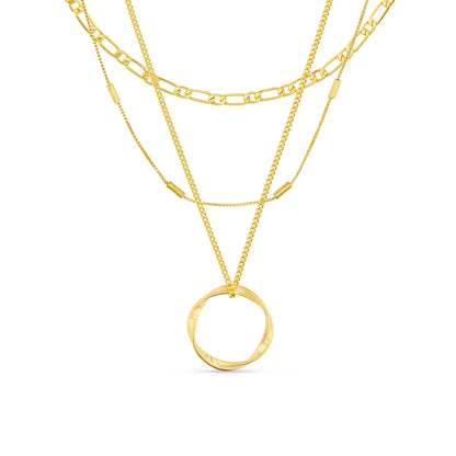 Three-strand necklace with open circle | Gold