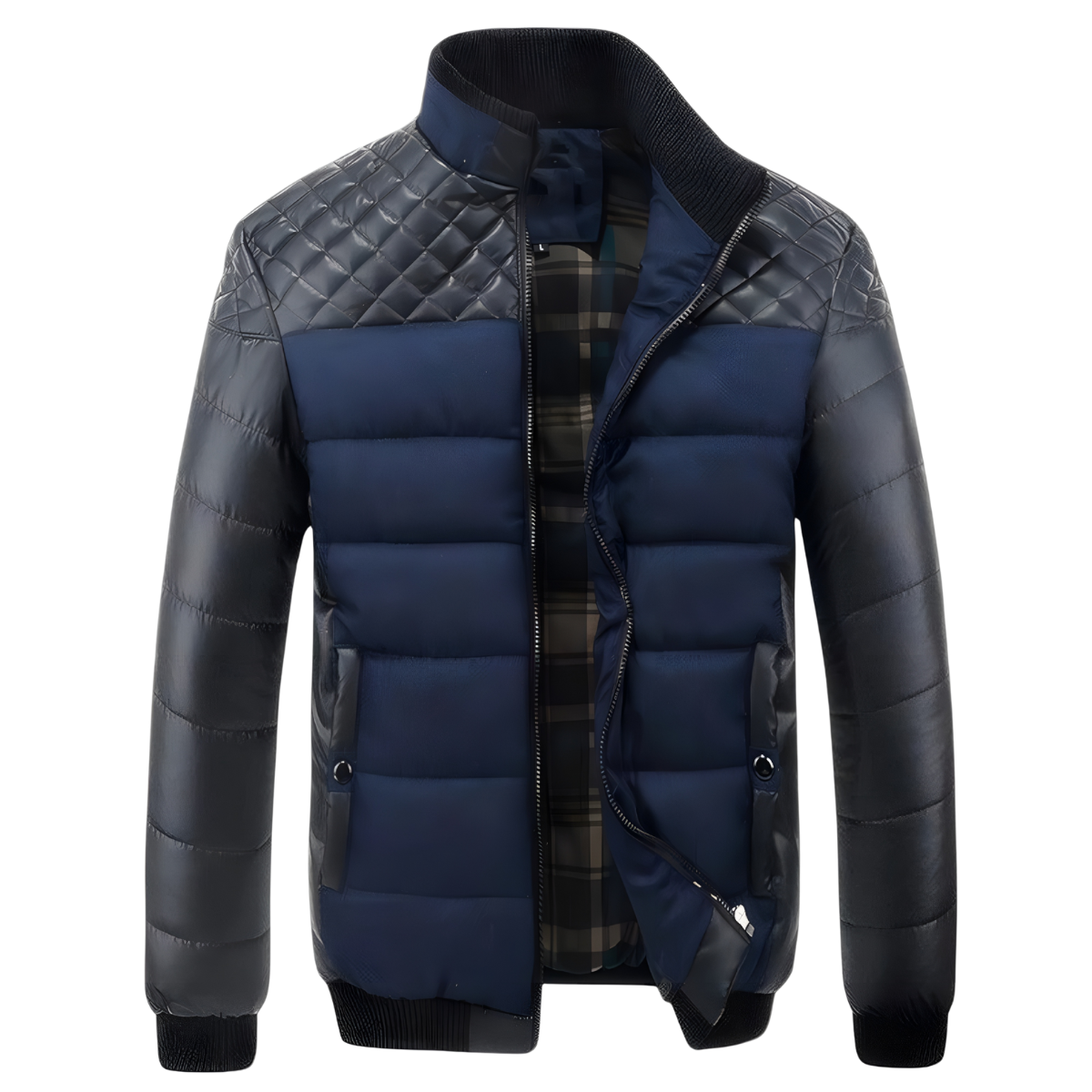Félix™ | Two-tone padded jacket in leather and fabric