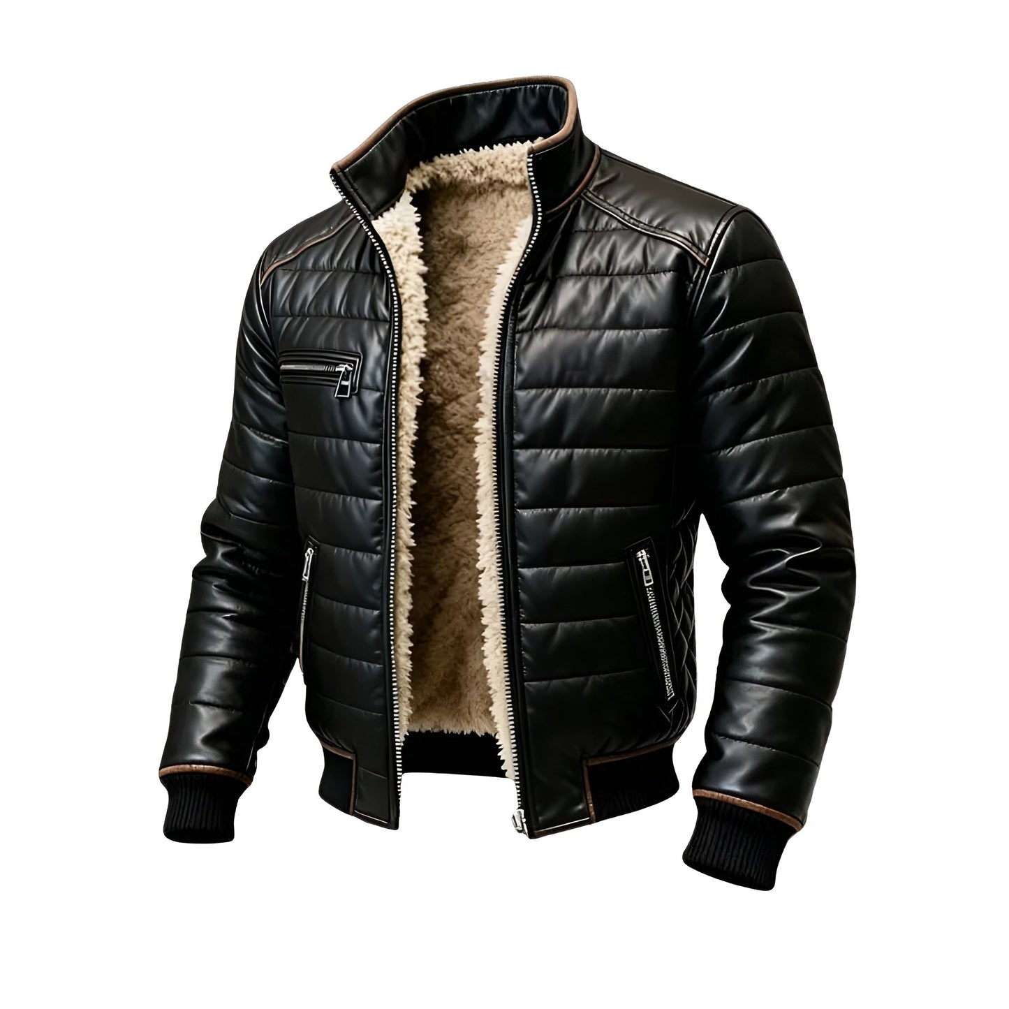 VANHOUTEN™ | BLACK JACKET WITH SHERPA LINING