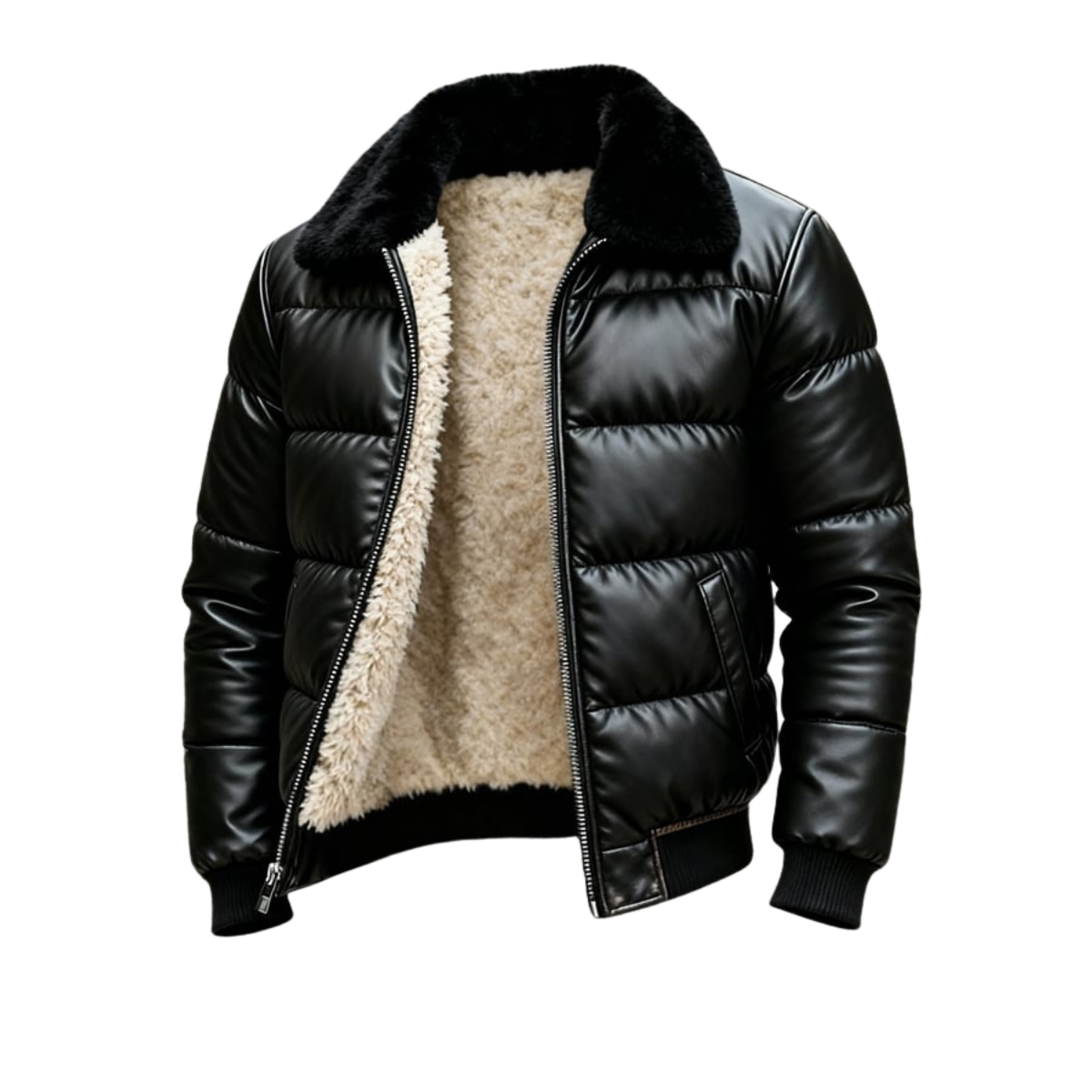 Vanhouten™ | Leather Jacket with Sherpa Lining