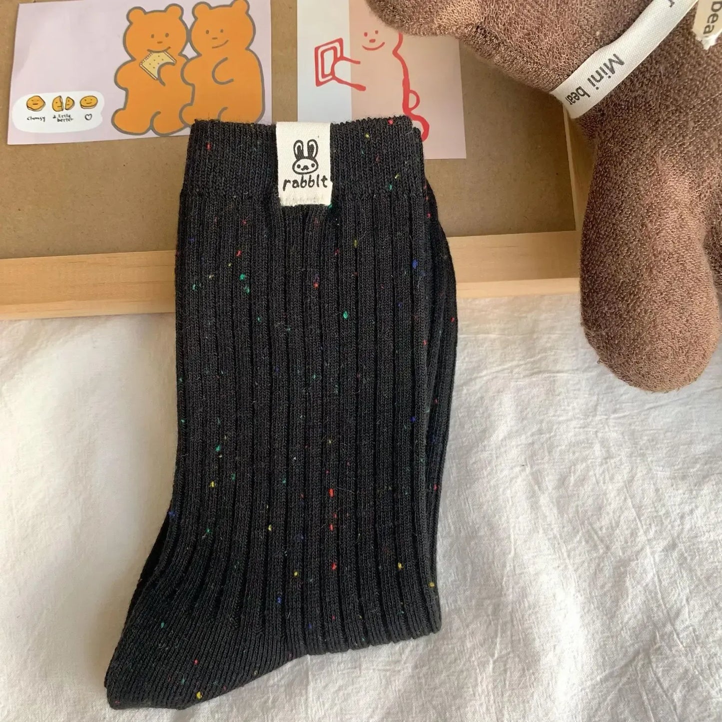 Ribbed confetti women's sock set – Amélina