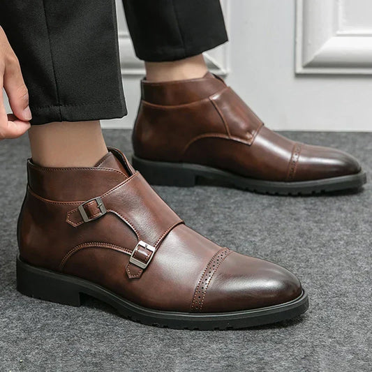 Parker | Faux Leather Boots with Double Buckle