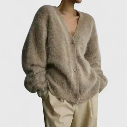 Women's Cardigan in Beige, White and Gray
