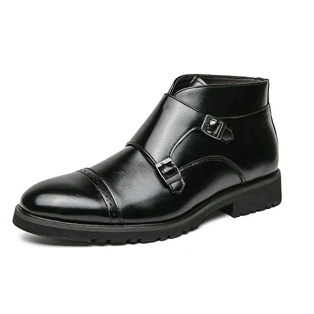 Parker | Faux Leather Boots with Double Buckle