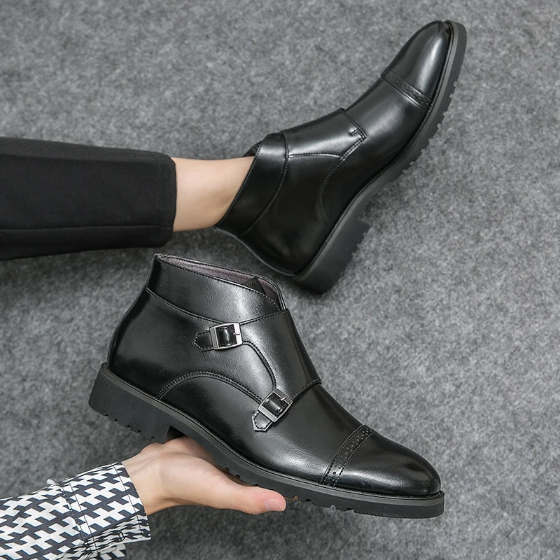 Parker | Faux Leather Boots with Double Buckle