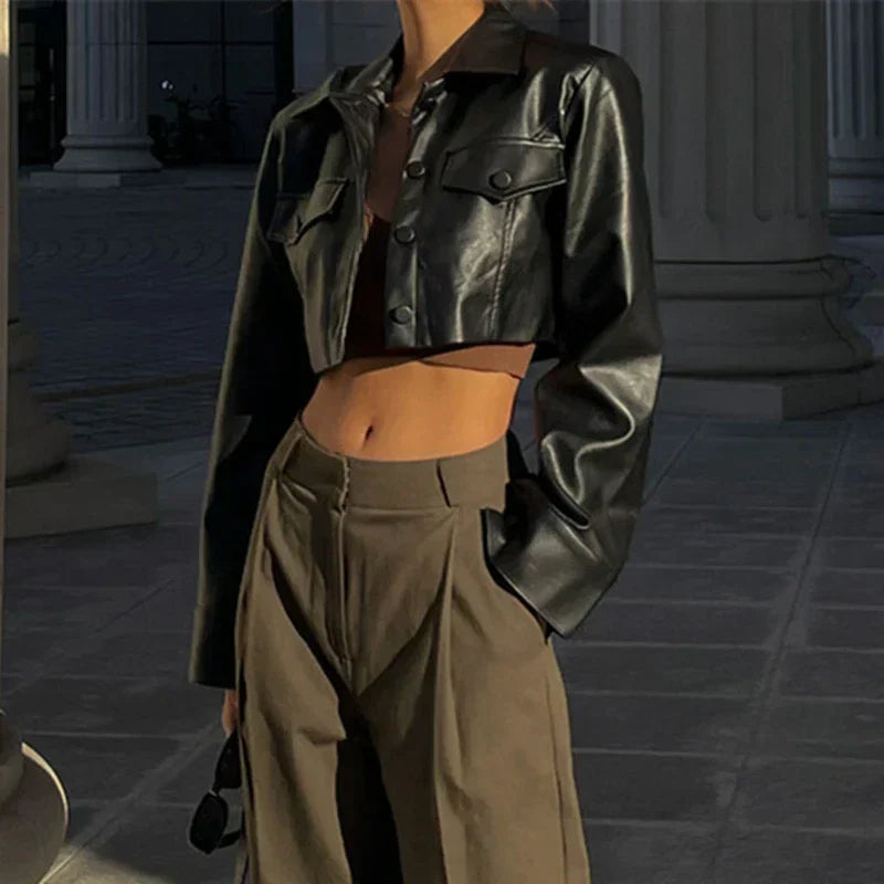 Elisa | Elegant Faux Leather Jacket