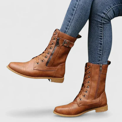 Women's Comfort Boots in Light Brown, Black and Gray