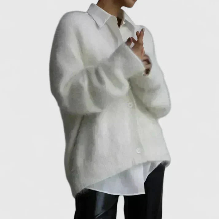 Women's Cardigan in Beige, White and Gray
