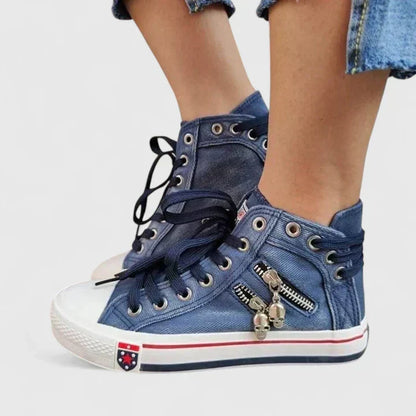 Women's Comfort Shoes in Denim and Navy Blue